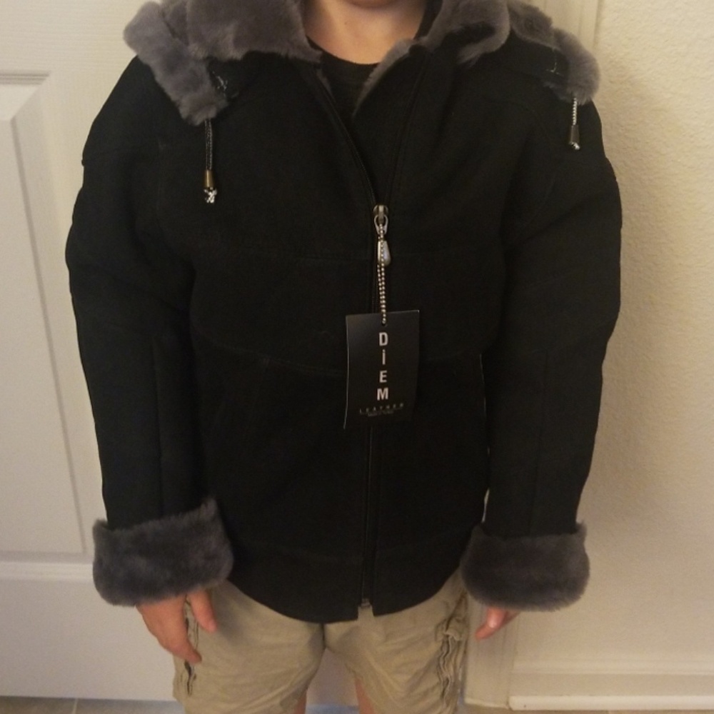 Boys 100%real shearling jacket WARM